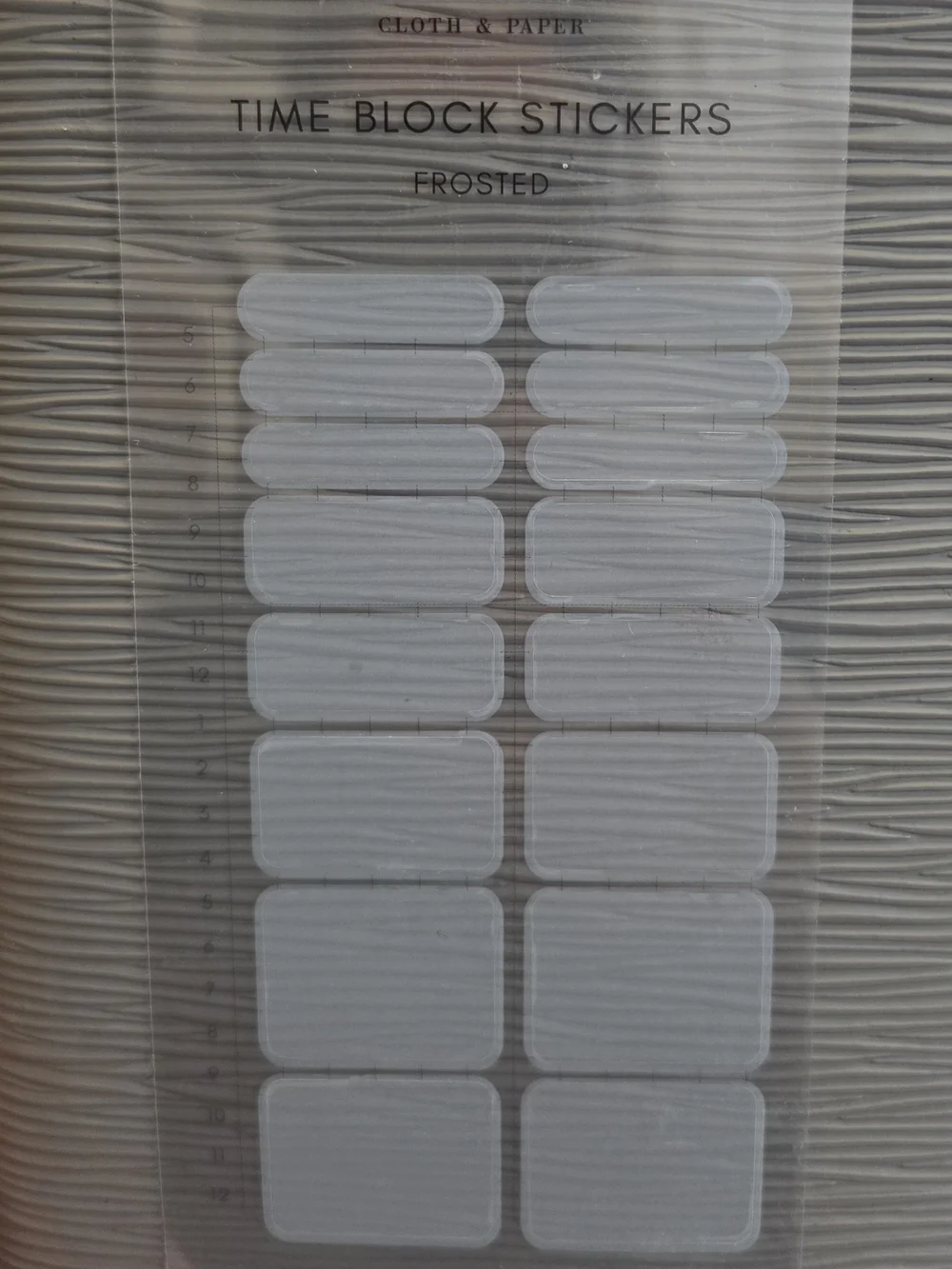 Cloth & PAPER- Time Block Stickers- Transparent